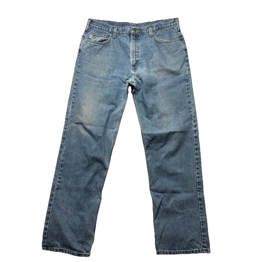 Carhartt B460 DPS Relaxed Fit Light Wash Denim Jeans Mens 40x34 Blue Workwear